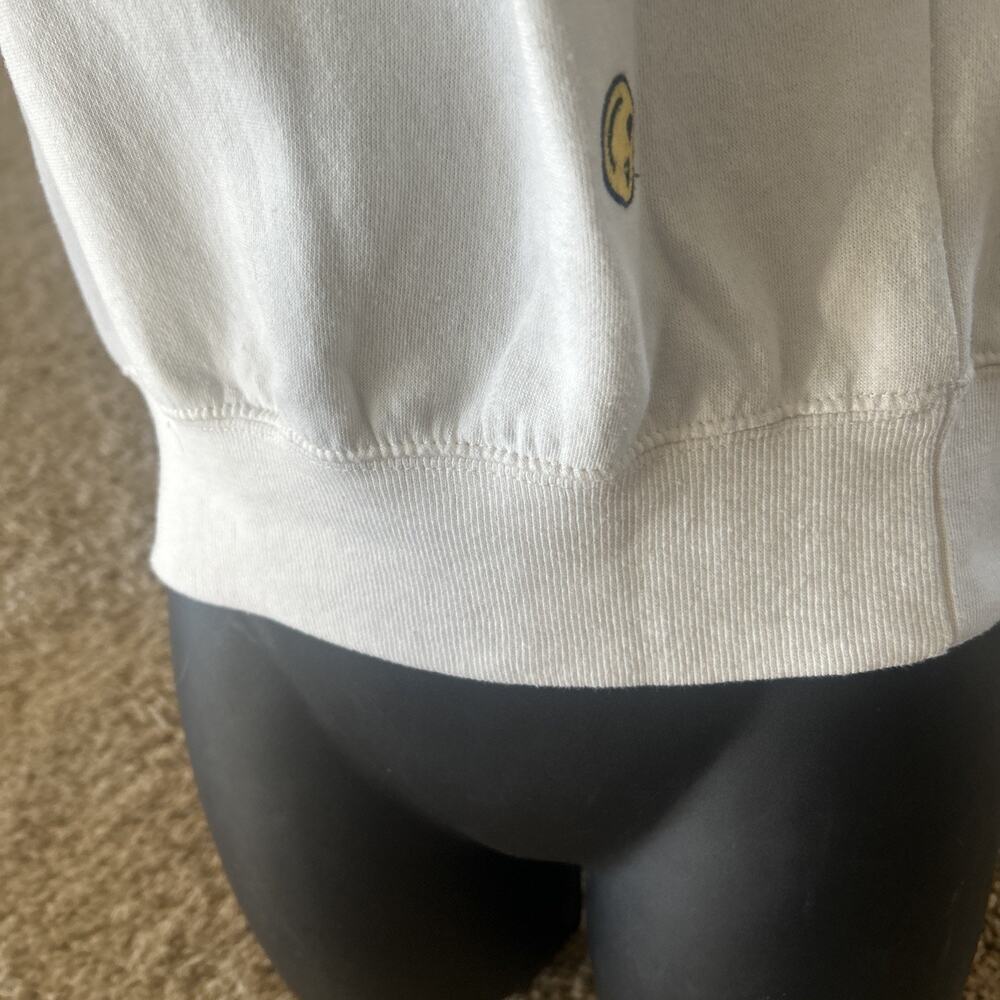 Reflex Sweatshirt Small White Ivory Embroidered Smiley Crew Neck Sweater Womens - Picture 4 of 8
